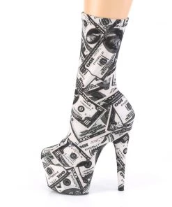 Pleaser Direct Larger Size Shoes Adore 1002DP Dollar Print Platform Boots