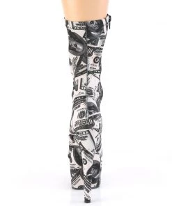 Pleaser Direct Larger Size Shoes Adore 1002DP Dollar Print Platform Boots