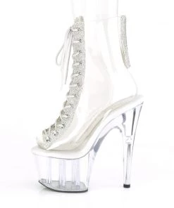 Pleaser Direct Adore 1016-2 Clear Lace Up Peep-Toe Platforms
