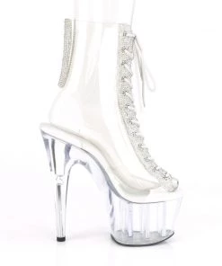 Pleaser Direct Adore 1016-2 Clear Lace Up Peep-Toe Platforms