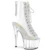 Pleaser Direct Adore 1016-2 Clear Lace Up Peep-Toe Platforms