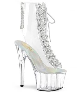Pleaser Direct Adore 1016-2 Clear Lace Up Peep-Toe Platforms
