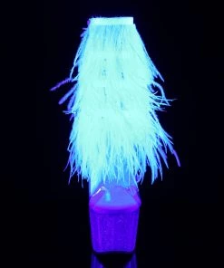 Pleaser Direct Adore 1017MFF White Marabou Platform Ankle Boot