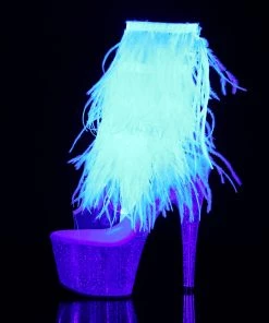 Pleaser Direct Adore 1017MFF White Marabou Platform Ankle Boot