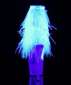 Pleaser Direct Adore 1017MFF White Marabou Platform Ankle Boot