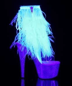 Pleaser Direct Adore 1017MFF White Marabou Platform Ankle Boot