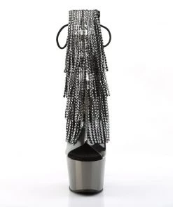 Pleaser Direct Adore 1017RSF Black And Dark Pewter Chrome Platform Ankle Boot Platform Shoes