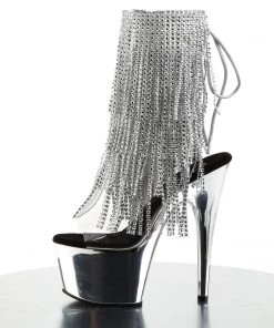 Pleaser Direct Platform Shoes Adore 1017RSF Silver Pewter Chrome Platform Ankle Boot