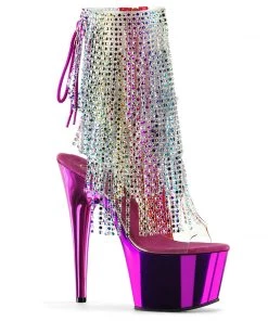 Pleaser Direct Platform Shoes Adore 1017RSF Fuschia Chrome Platform Ankle Boot