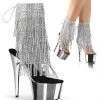 Pleaser Direct Platform Shoes Adore 1017RSF Silver Pewter Chrome Platform Ankle Boot