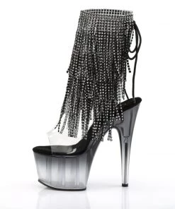 Pleaser Direct Adore 1017RSFT Black Rhinestoned Platform Ankle Boot Platform Shoes