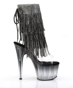 Pleaser Direct Adore 1017RSFT Black Rhinestoned Platform Ankle Boot Platform Shoes