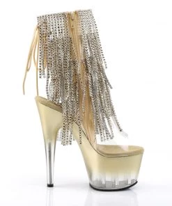 Pleaser Direct Adore 1017RSFT Gold Rhinestoned Platform Ankle Boot Platform Shoes