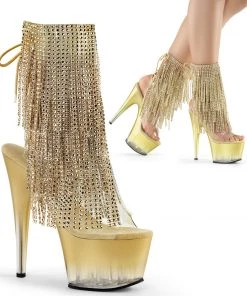 Pleaser Direct Adore 1017RSFT Gold Rhinestoned Platform Ankle Boot Platform Shoes
