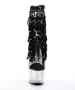 Pleaser Direct Adore 1017SQF Black Sparkly Platform Heels Platform Shoes