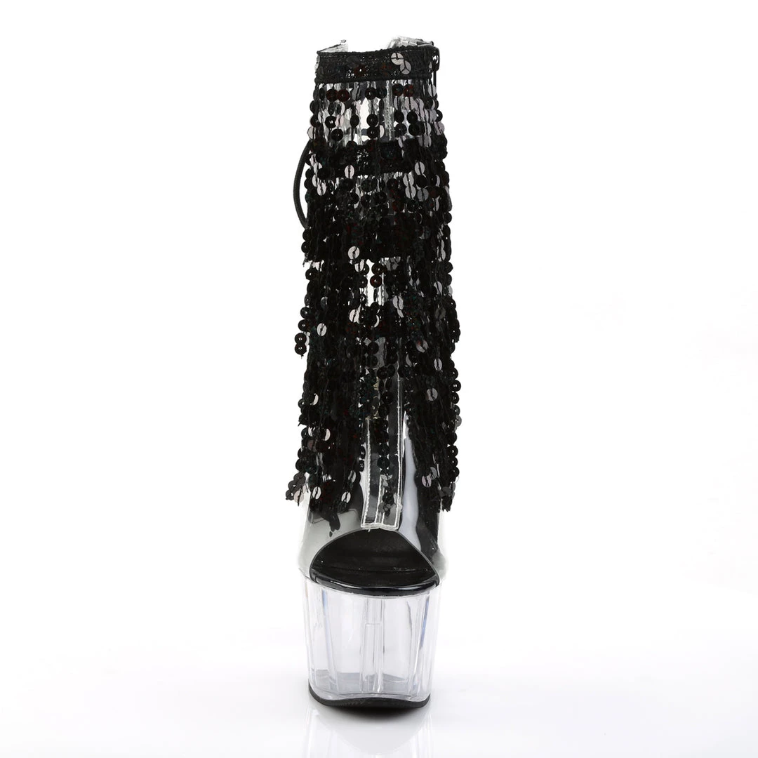 Pleaser Direct Adore 1017SQF Black Sparkly Platform Heels Platform Shoes 2 Pleaser Direct Adore 1017SQF Black Sparkly Platform Heels Platform Shoes