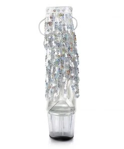 Pleaser Direct Adore 1017SQF Silver Sparkly Platform Heels Platform Shoes