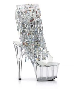 Pleaser Direct Adore 1017SQF Silver Sparkly Platform Heels Platform Shoes