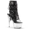 Pleaser Direct Adore 1017SQF Black Sparkly Platform Heels Platform Shoes