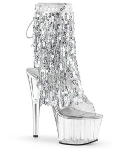 Pleaser Direct Adore 1017SQF Silver Sparkly Platform Heels Platform Shoes