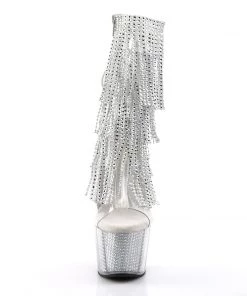 Pleaser Direct Adore 1017SRS Silver And White Rhinestoned Platform Ankle Boot