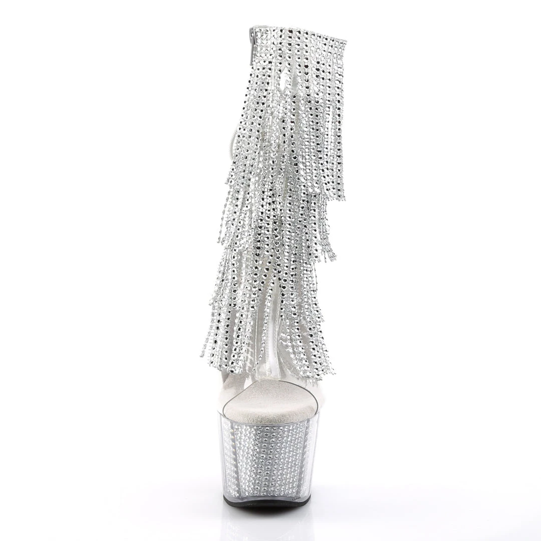 Pleaser Direct Adore 1017SRS Silver And White Rhinestoned Platform Ankle Boot 2 Pleaser Direct Adore 1017SRS Silver And White Rhinestoned Platform Ankle Boot