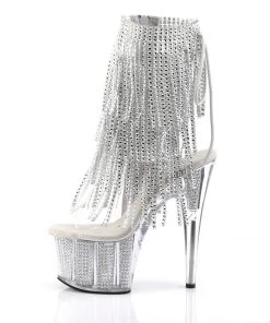 Pleaser Direct Adore 1017SRS Silver And White Rhinestoned Platform Ankle Boot 7 Pleaser Direct Adore 1017SRS Silver And White Rhinestoned Platform Ankle Boot