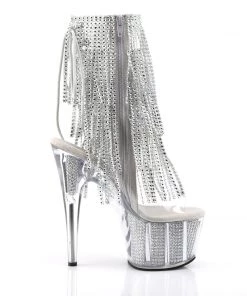 Pleaser Direct Adore 1017SRS Silver And White Rhinestoned Platform Ankle Boot 9 Pleaser Direct Adore 1017SRS Silver And White Rhinestoned Platform Ankle Boot