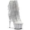 Pleaser Direct Adore 1017SRS Silver And White Rhinestoned Platform Ankle Boot