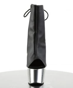 Pleaser Direct Larger Size Shoes Adore 1018 Black Faux Leather And Chrome Ankle Boots