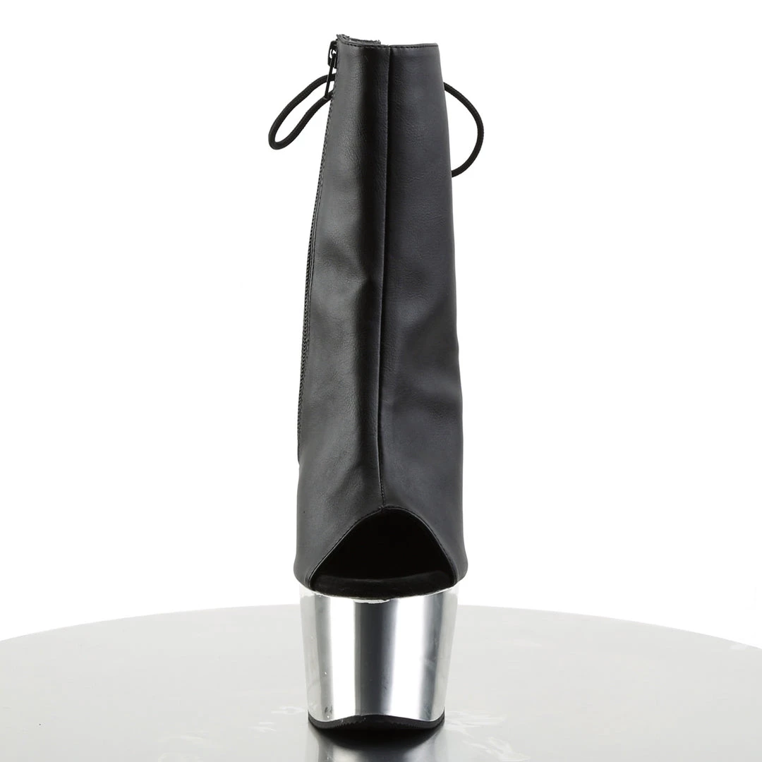 Pleaser Direct Larger Size Shoes Adore 1018 Black Faux Leather And Chrome Ankle Boots 2 Pleaser Direct Larger Size Shoes Adore 1018 Black Faux Leather And Chrome Ankle Boots