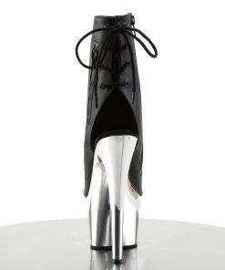 Pleaser Direct Larger Size Shoes Adore 1018 Black Faux Leather And Chrome Ankle Boots 8 Pleaser Direct Larger Size Shoes Adore 1018 Black Faux Leather And Chrome Ankle Boots