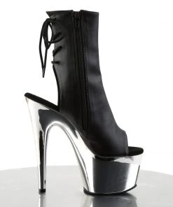 Pleaser Direct Larger Size Shoes Adore 1018 Black Faux Leather And Chrome Ankle Boots 9 Pleaser Direct Larger Size Shoes Adore 1018 Black Faux Leather And Chrome Ankle Boots