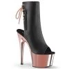Pleaser Direct Adore 1018 Black Faux Leather & Rose Gold Chrome Boots