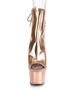 Pleaser Direct Adore 1018 Rose Gold Faux Leather & Chrome Boots