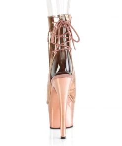 Pleaser Direct Adore 1018 Rose Gold Faux Leather & Chrome Boots