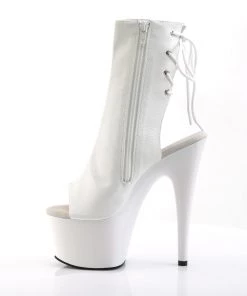Pleaser Direct Platform Shoes Adore 1018 White Faux Leather Ankle Boots
