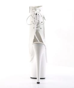 Pleaser Direct Platform Shoes Adore 1018 White Faux Leather Ankle Boots