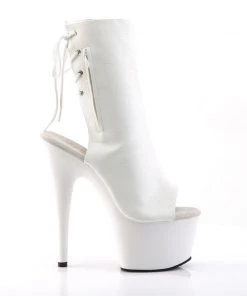 Pleaser Direct Platform Shoes Adore 1018 White Faux Leather Ankle Boots