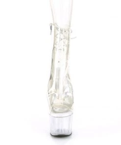 Pleaser Larger Size Shoes Adore 1018C Clear Sequin Ankle Boots