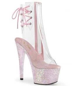 Pleaser Direct Adore 1018C Pink Glitter Ankle Boots Larger Size Shoes