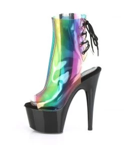 Pleaser Direct Adore 1018C-RB Rainbow Peep Toe Ankle Boots