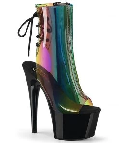 Pleaser Direct Adore 1018C-RB Rainbow Peep Toe Ankle Boots