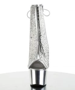 Pleaser Direct Adore 1018 Multicolour Rhinestone And Chrome Mirrored Ankle Boots