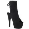 Pleaser Direct Adore 1018 Black Faux Suede Peep Toe Ankle Boots Platform Shoes