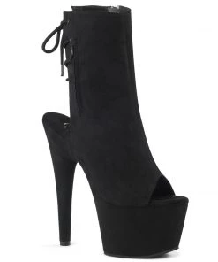 Pleaser Direct Adore 1018 Black Faux Suede Peep Toe Ankle Boots Platform Shoes