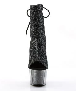 Pleaser Direct Glitter Shoes Adore 1018G Black Sparkly Platform Ankle Boots