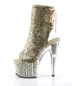 Pleaser Direct Adore 1018G Gold Sparkly Platform Ankle Boots
