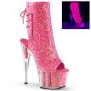 Pleaser Direct Adore 1018G Neon Pink Sparkly Platform Ankle Boots Glitter Shoes