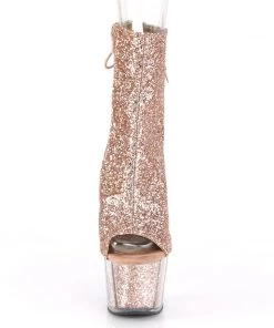 Pleaser Direct Glitter Shoes Adore 1018G Rose Gold Sparkly Platform Ankle Boots